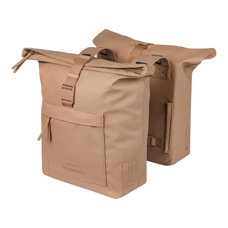 BASIL Brooklyn Double kerékpár oldaltáska - homok