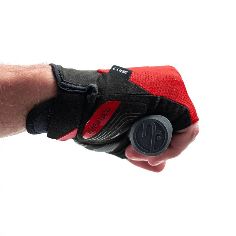 CUBE Natural Fit rövid ujjú kerékpáros kesztyű - piros/fekete - 4