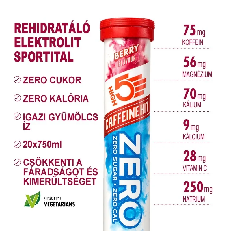 HIGH5 Zero Caffeine Hit pezsgőtabletta - málna - 2
