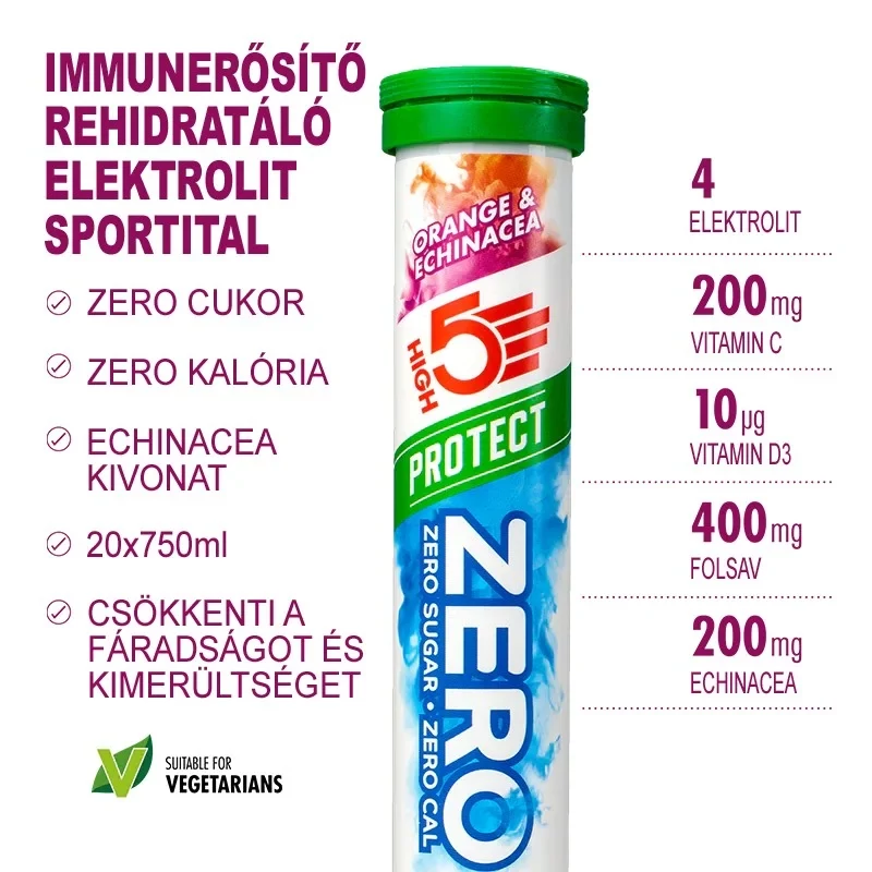 HIGH5 Zero Protect pezsgőtabletta - narancs/echinacea - 2