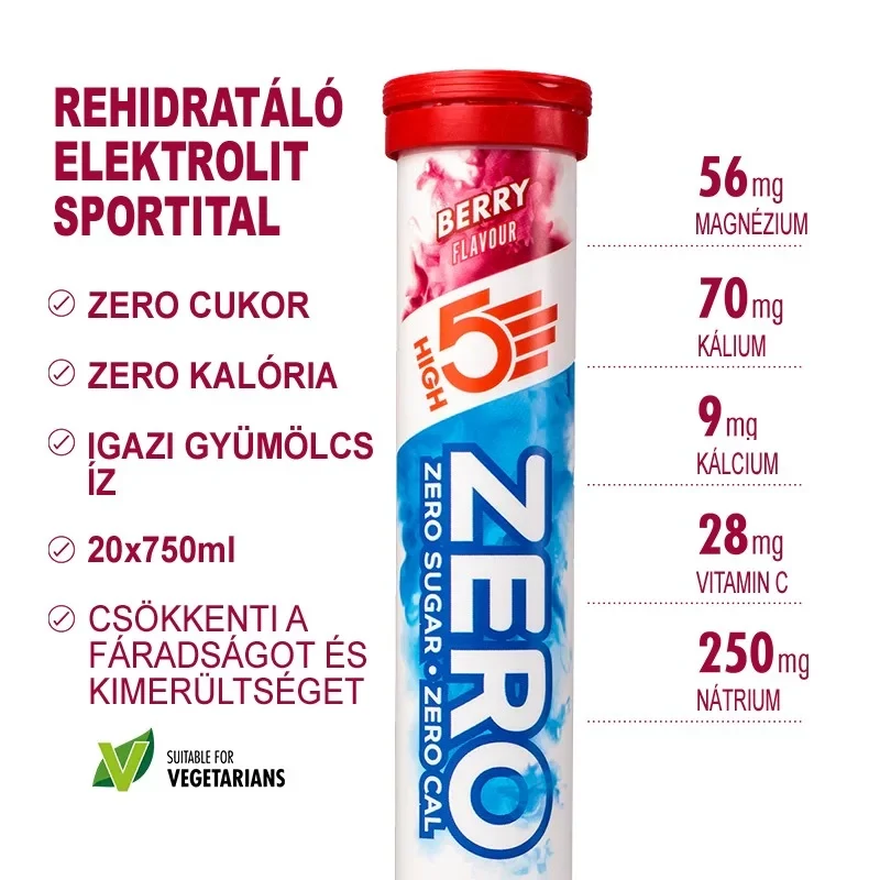 HIGH5 Zero Sport pezsgőtabletta - málna - 2