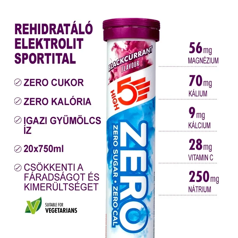 HIGH5 Zero Sport pezsgőtabletta - feketeribizli - 2