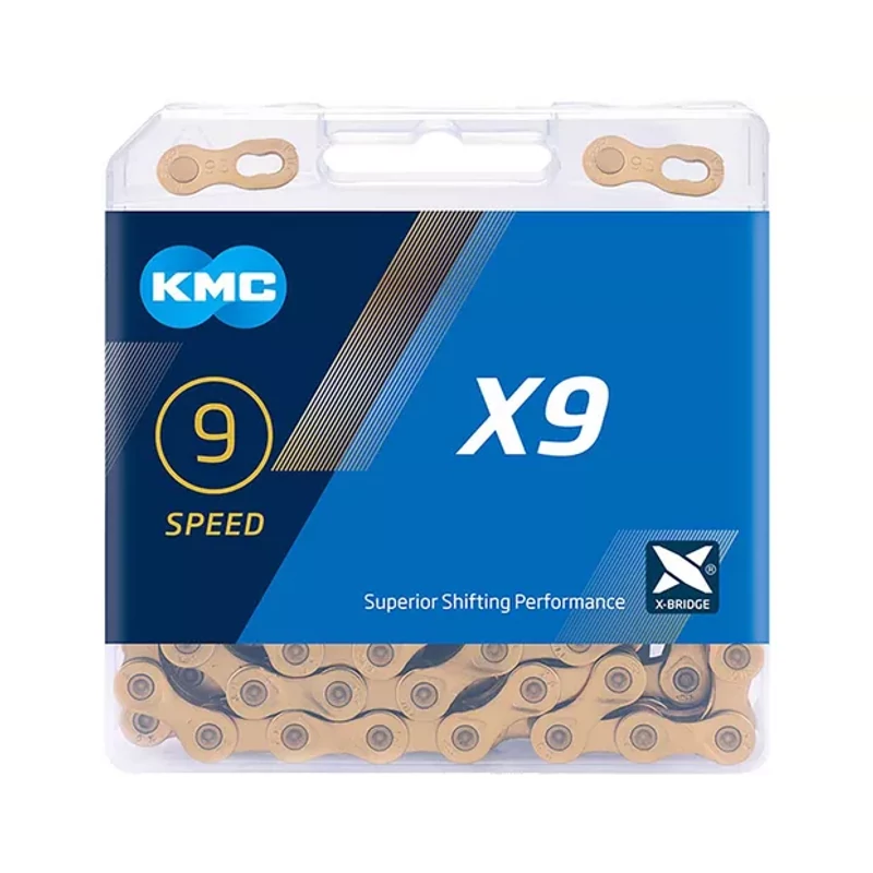 KMC X9 kerékpár lánc, 9 sebességes, 116 szemű - arany - 2