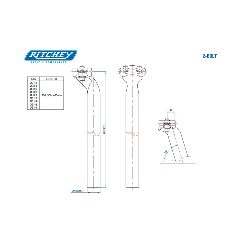 RITCHEY COMP V2 nyeregcső kerékpárhoz 27.2 / 400 mm, fekete - 3